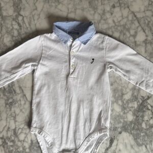 Jacadi 12m Baby Bodysuit with Blue Collar